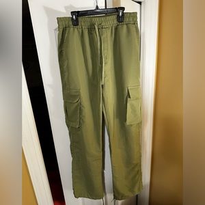 High Waisted Cargo Pants w/ Elastic Waistband and Drawstring